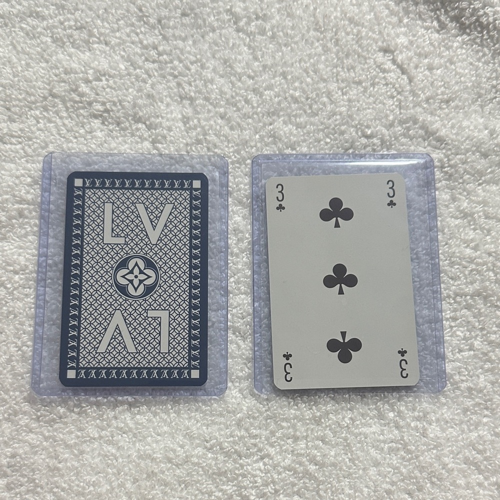 Louis Vuitton blue playing card 3 of clubs with COA